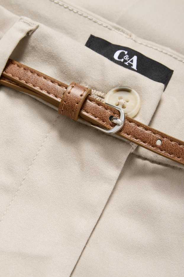 Dames - Pantalon met ceintuur - high waist - wide leg - beige