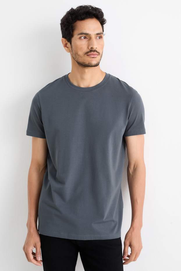 Herren - T-Shirt - Slim Fit - Flex - dunkelgrau