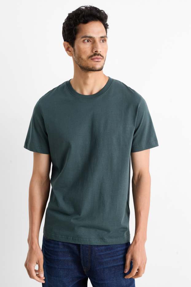 Heren - T-shirt - regular fit - donkergroen