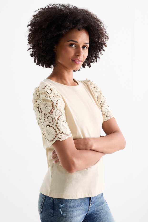 Damen - T-Shirt - Regular Fit - beige