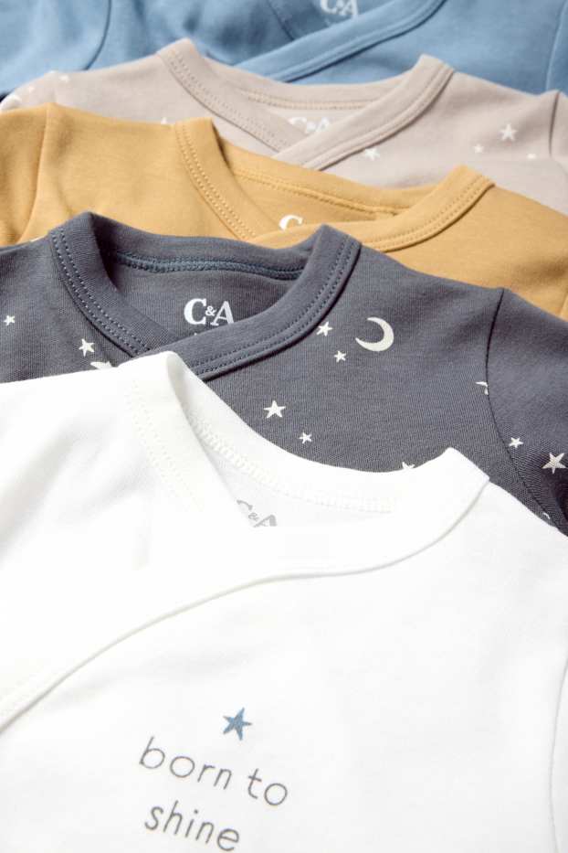 Baby: jongens - Set van 5 - sterretjes - rompertje - donkergrijs