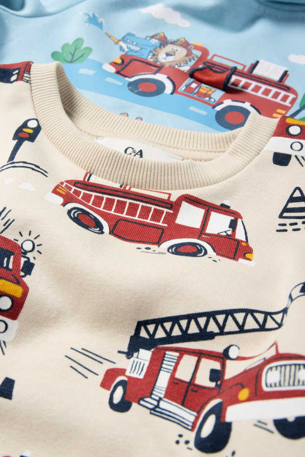 Kinder Buben - Multipack 2er - Feuerwehr - Hoodie und Sweatshirt - hellblau