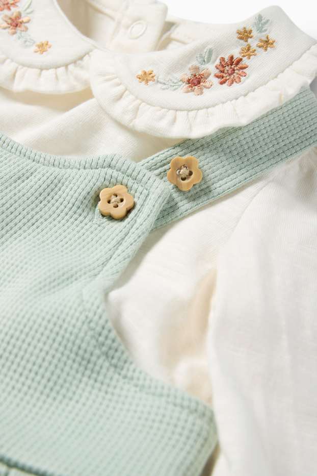 Baby Mädchen - Blümchen - Baby-Outfit - 2 teilig - mintgrün