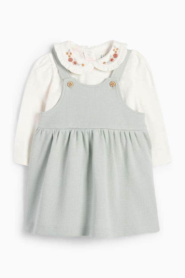 Baby Mädchen - Blümchen - Baby-Outfit - 2 teilig - mintgrün