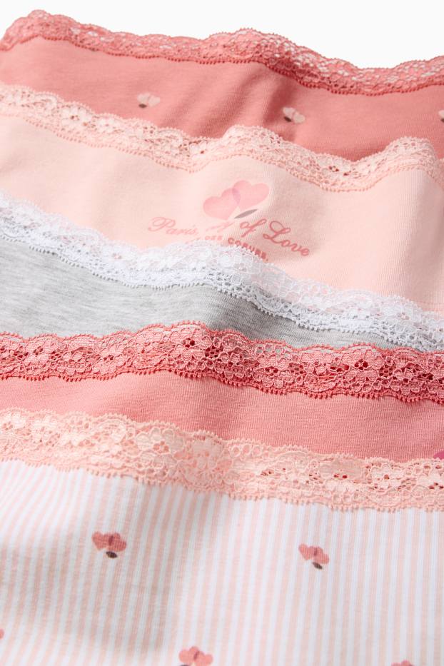Kinderen: meisjes - Set van 5 - hartjes - slip - roze