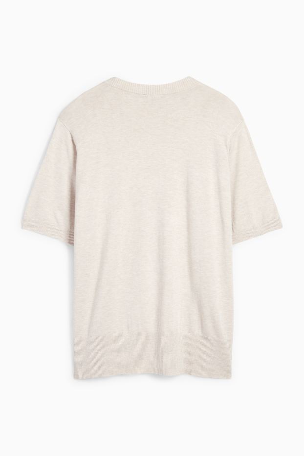 Donna - Maglione - maniche corte - beige chiaro
