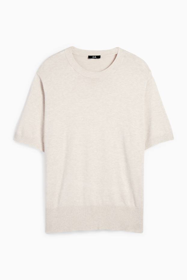 Donna - Maglione - maniche corte - beige chiaro