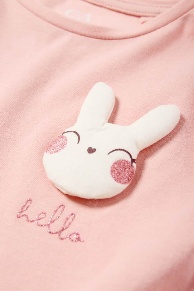 Kinder Mädchen - Hase - Set - Langarmshirt und Umhängetasche - 2 teilig - rosa