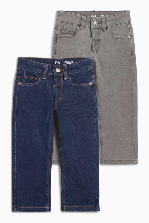 Kinderen: jongens - Set van 2 - straight jeans - jeansdonkerblauw