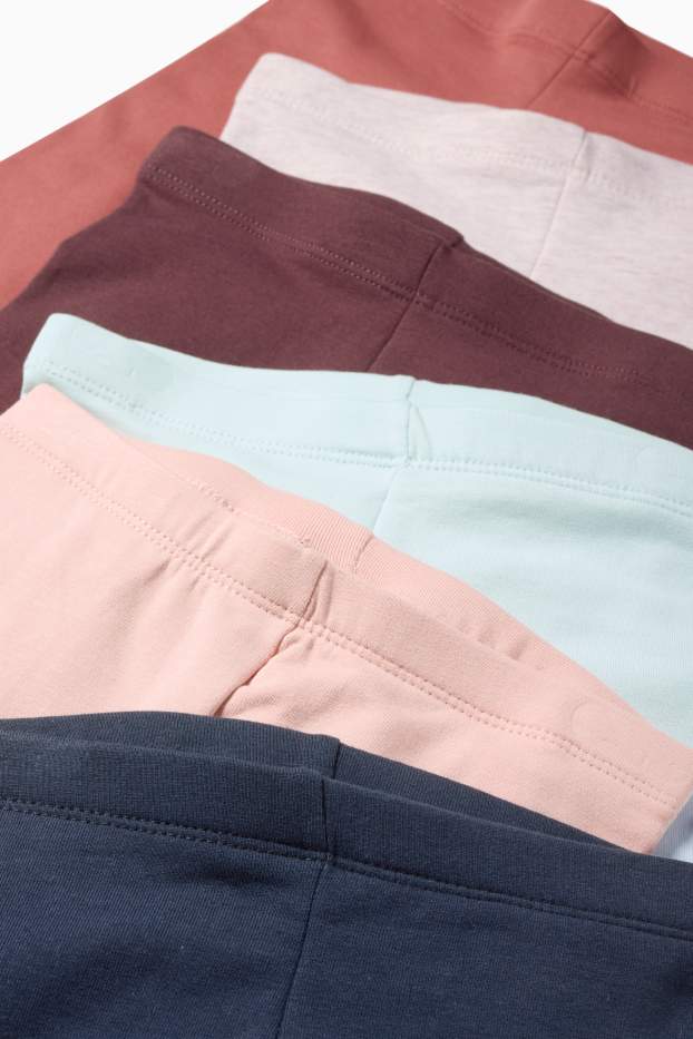 Enfants filles - Lot de 6 - leggings - rouge / bleu