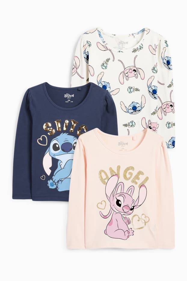 Children Girls - Multipack of 3 - Lilo & Stitch - long sleeve top - rose / blue