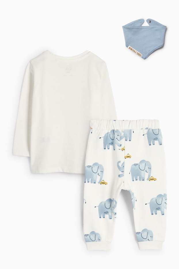 Bébés garçons - Éléphant - tenue pour bébé - 3 pièces - blanc / bleu