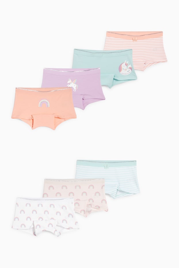 Nena - Paquet de 7 - unicorns i arcs de Sant Martí - bòxers - rosa/blau