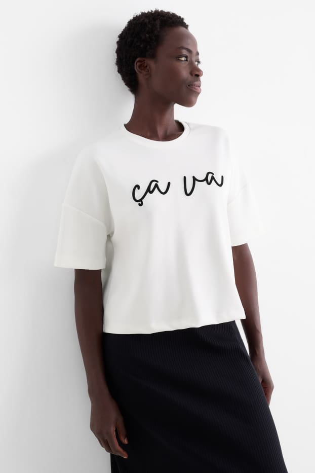 Femmes - T-shirt - relaxed fit - blanc