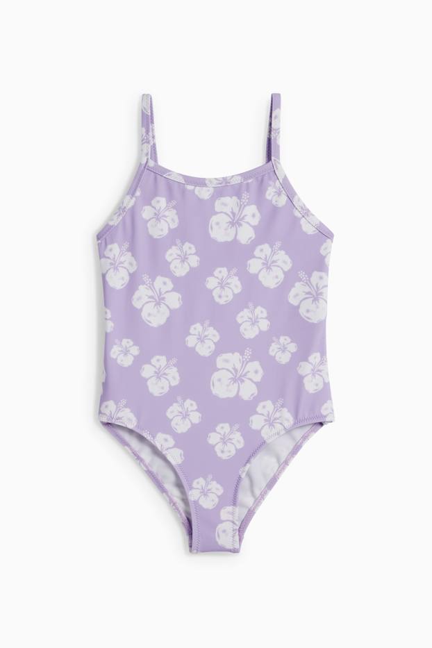 Children Girls - Swimsuit - LYCRA® XTRA LIFE™ - floral - light violet