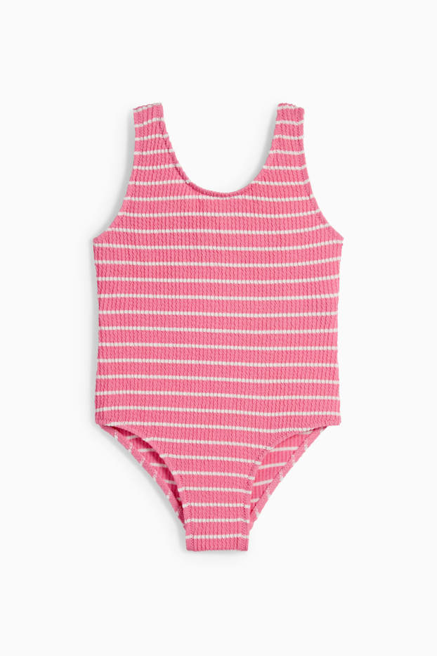 Niños: niñas - Bañador - LYCRA® XTRA LIFE™ - de rayas - con textura - fucsia