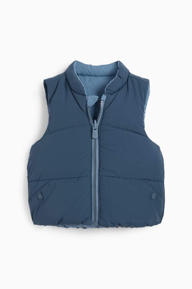 Bebés niños - Zorro - chaleco acolchado reversible para bebé - hidrófugo - azul oscuro