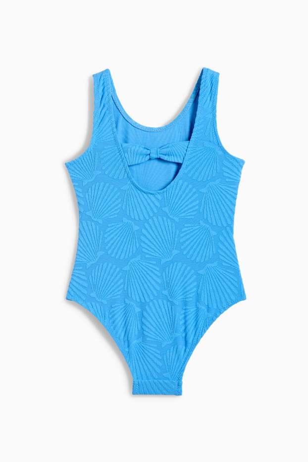 Dzieci dziewczynki - Muszle - strój kąpielowy - LYCRA® XTRA LIFE™ - z fakturą - niebieski