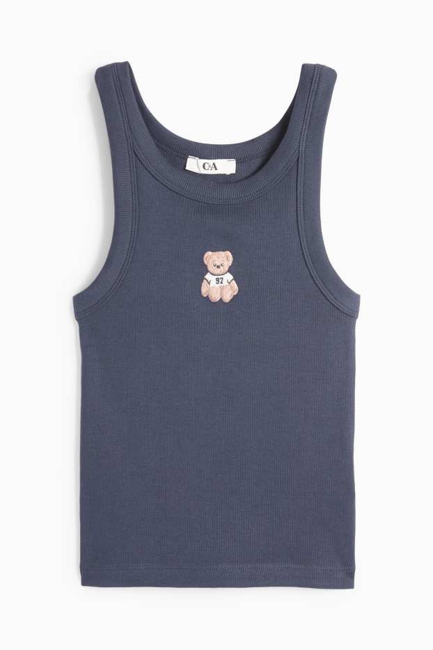 Women - Top - ribbed - dark blue