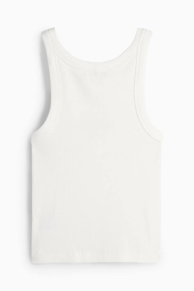Damen - Top - gerippt - weiss