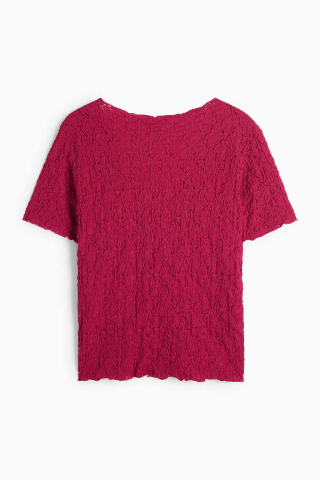 Damen - T-Shirt - Regular Fit - strukturiert - pink