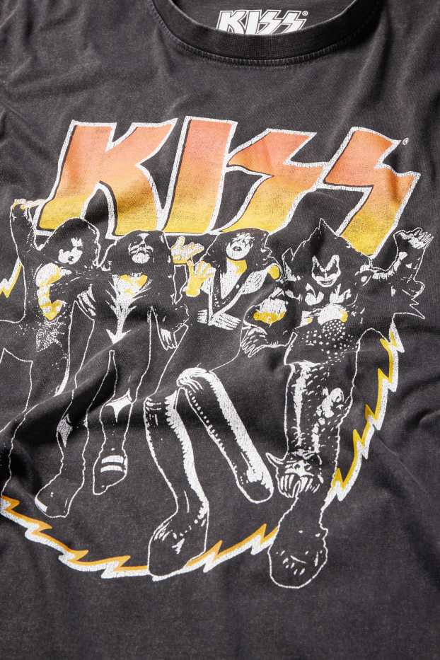 Heren - T-shirt - oversized - KISS - antraciet