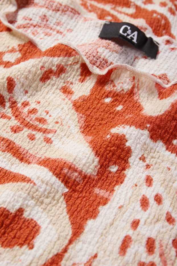 Femmes - T-shirt - regular fit - à motif - texturé - orange
