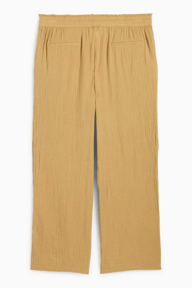 Donna - Pantaloni - vita media - comfort fit - tessuto tramato - giallo senape