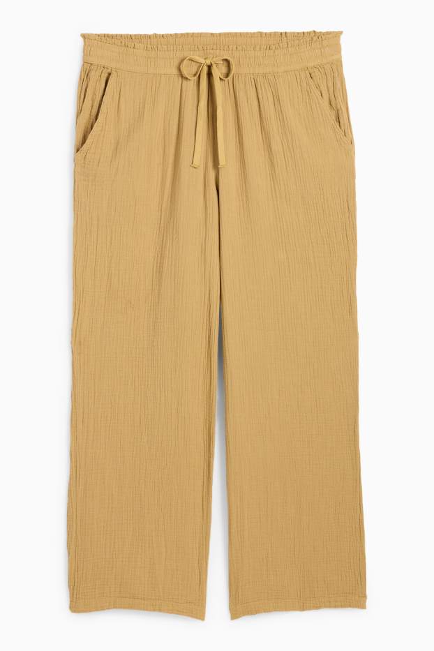 Donna - Pantaloni - vita media - comfort fit - tessuto tramato - giallo senape