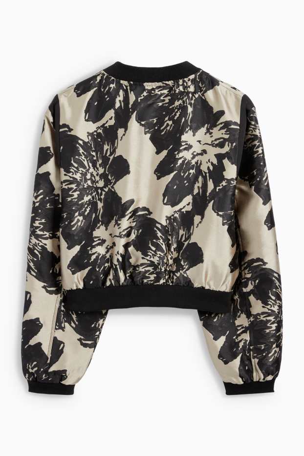 Femmes - Blouson - à fleurs - noir / beige