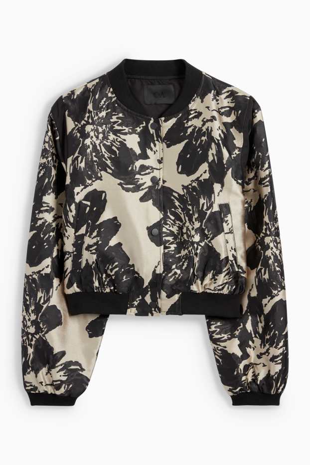 Femmes - Blouson - à fleurs - noir / beige
