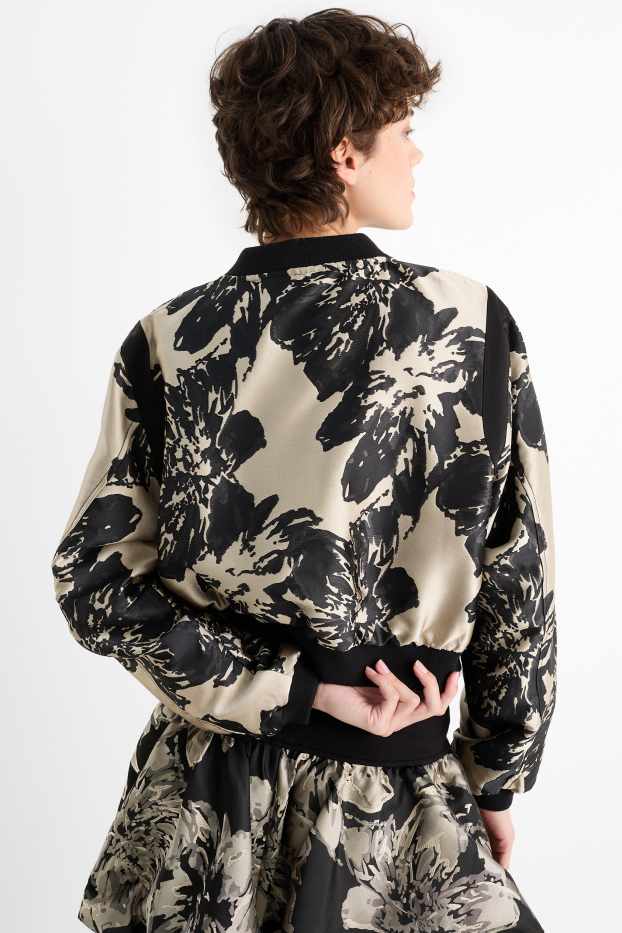 Femmes - Blouson - à fleurs - noir / beige
