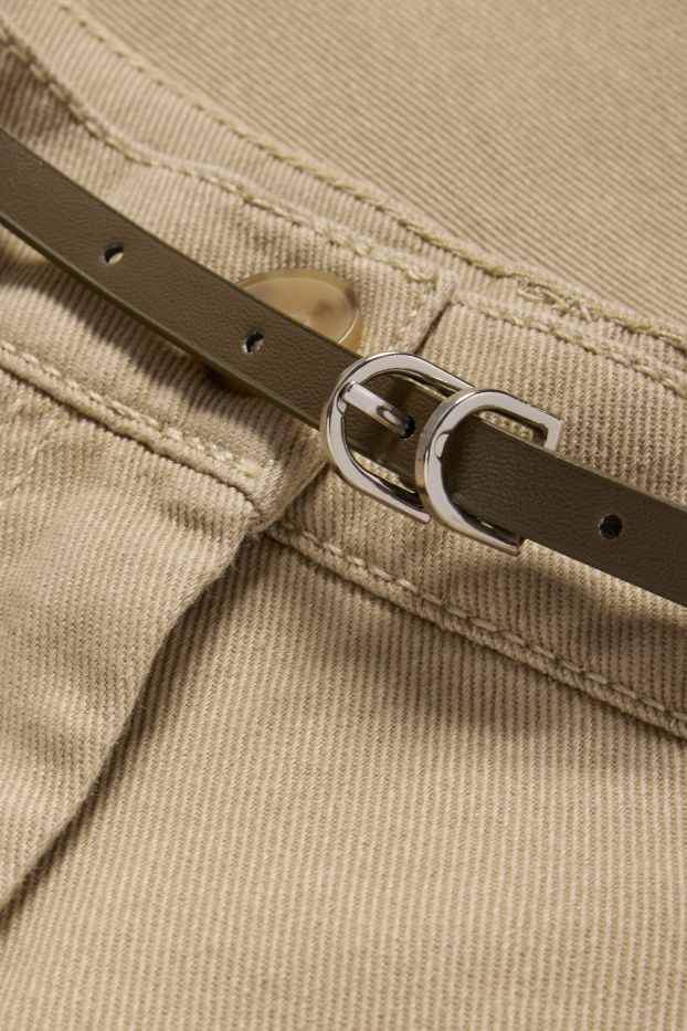 Mujer - Pantalón de tela con cinturón - high waist - wide leg - caqui