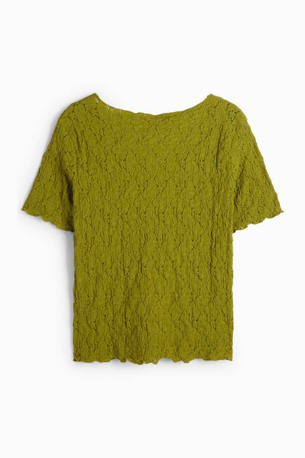 Damen - T-Shirt - Regular Fit - strukturiert - grün