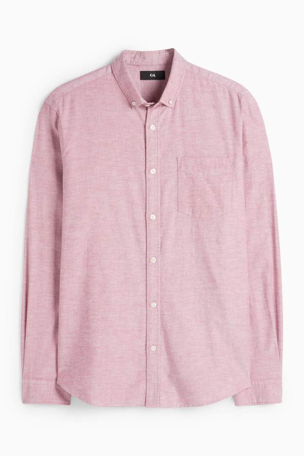 Men - Shirt - regular fit - button-down collar - red-melange