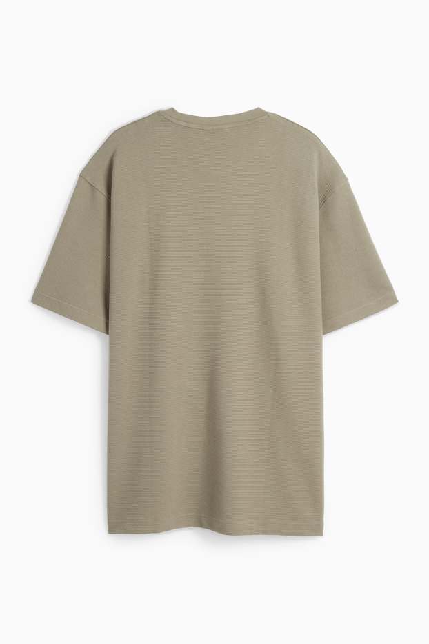 Uomo - T-shirt - relaxed fit - a coste - kaki