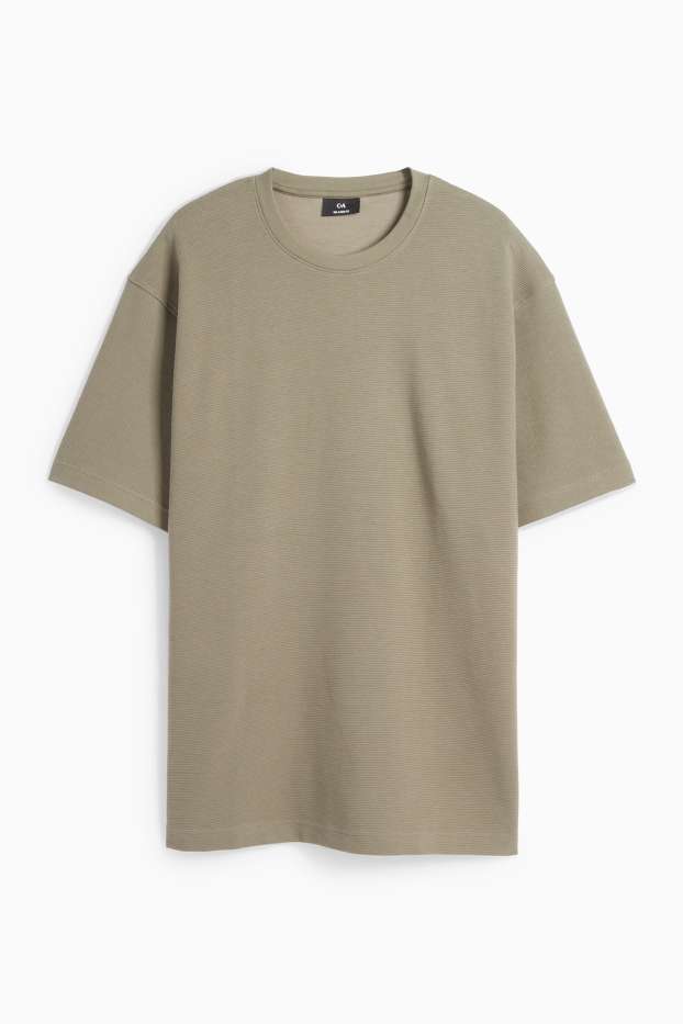 Uomo - T-shirt - relaxed fit - a coste - kaki