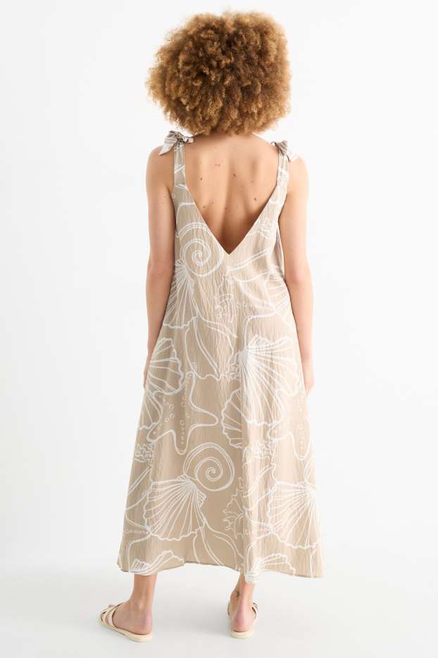 Dames - Strandjurk - met patroon - licht beige