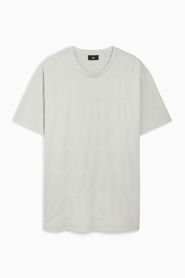 Men - T-shirt - regular fit - textured - light gray