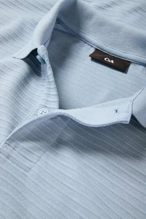 Pánské - Polokošile - regular fit - žebrovaná - světle modrá