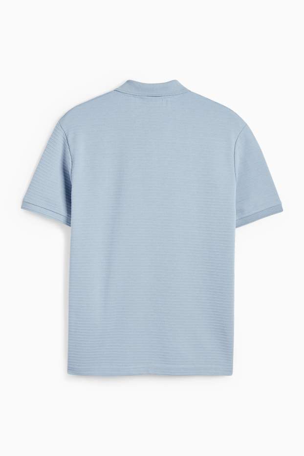 Pánské - Polokošile - regular fit - žebrovaná - světle modrá