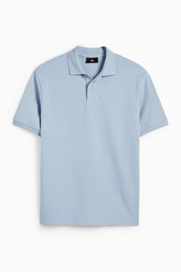 Pánské - Polokošile - regular fit - žebrovaná - světle modrá