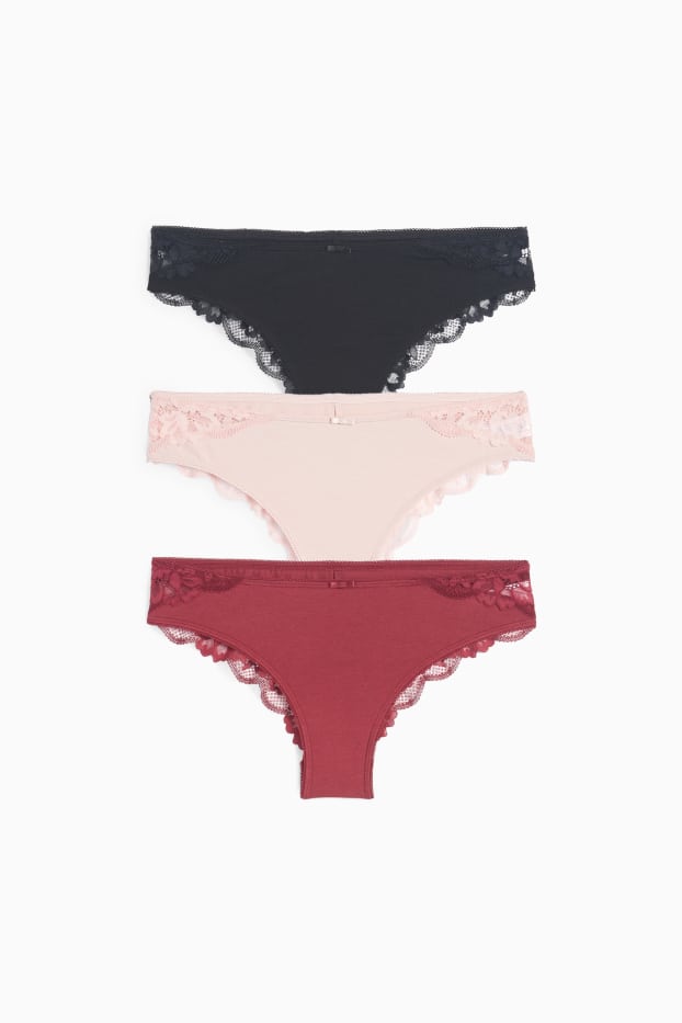 Damen - Multipack 3er - Slip - rot