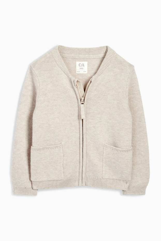 Bebeluși - băieți - Cardigan tricotat bebeluși - bej