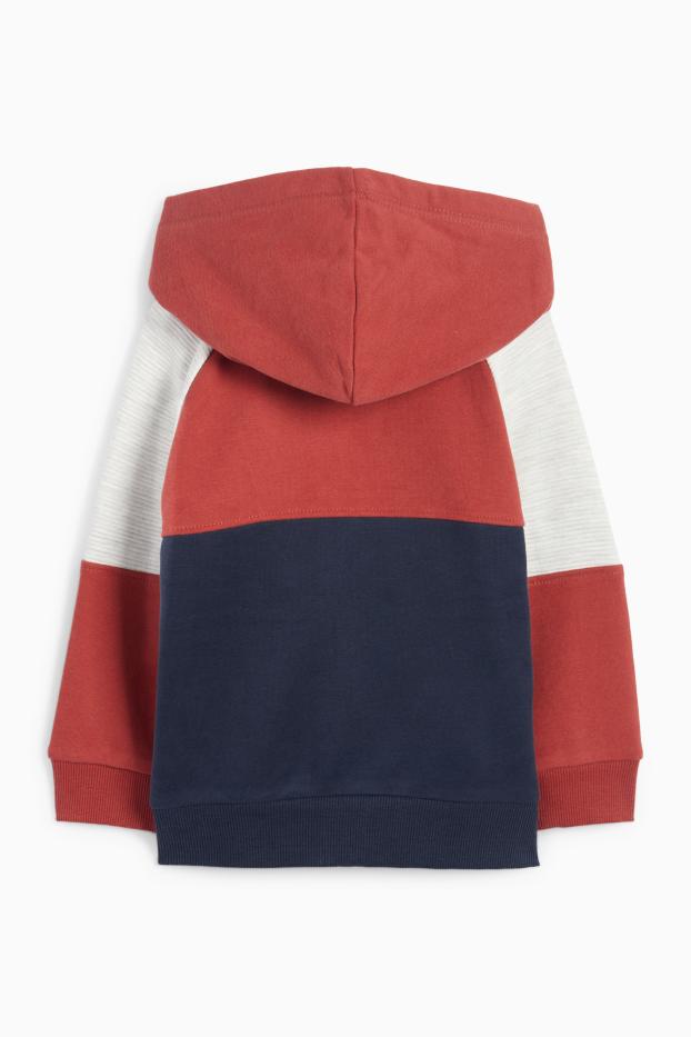 Kinderen: jongens - Dino - sweatvest met capuchon - donkerrood