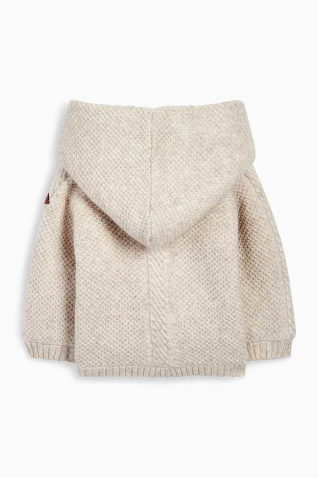 Neonati  - Cardigan con cappuccio per neonati - tessuto tramato - beige
