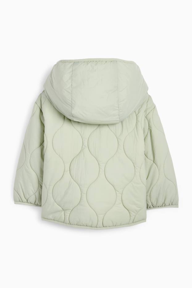 Children Girls - Quilted jacket with hood - water-repellent - mint green