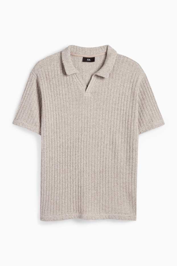 Uomo - Polo lavorata a maglia - a coste - beige