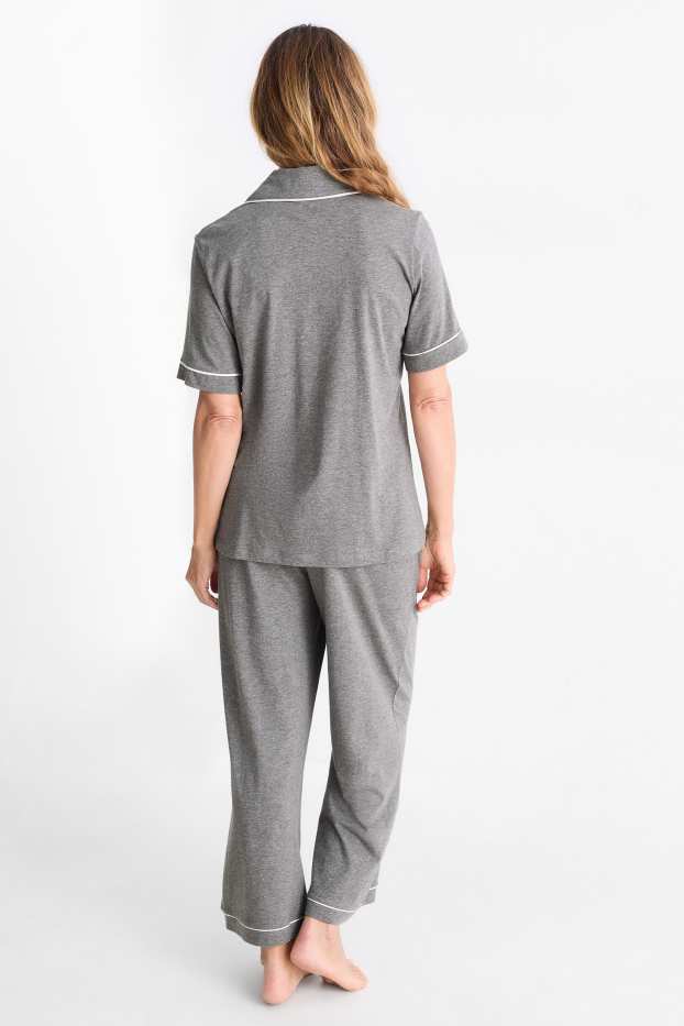 Damen - Pyjama - grau-melange