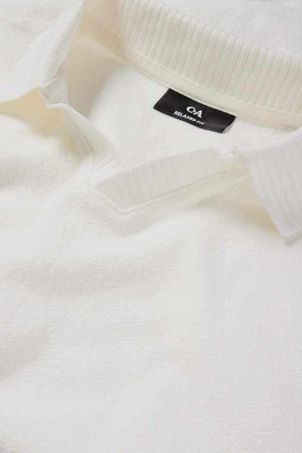 Heren - Gebreid poloshirt - regular fit - wit